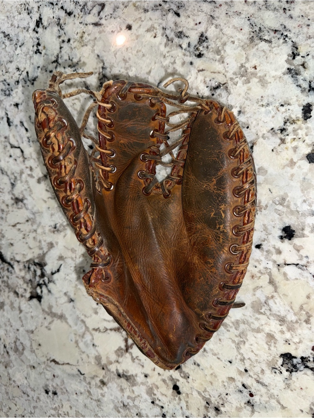 Vintage 1930’s Leather 3-Finger Baseball Mitt Glove Made In USA